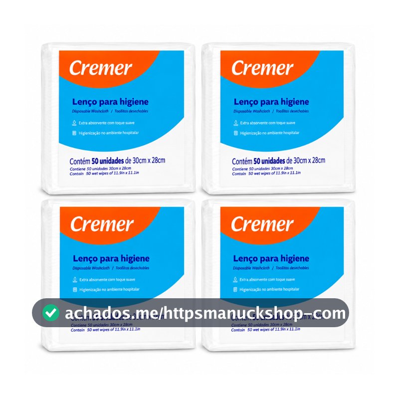 4 Pct C/50 Un - Lenço Wipes Higiêne / Acamados / Bebê Cremer