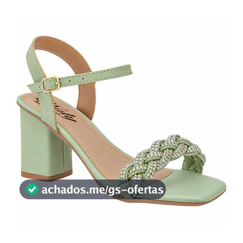 Sandália Feminina Social Strass Elegante Confortável Salto Alto Grosso Casual Festa Naty Shoes