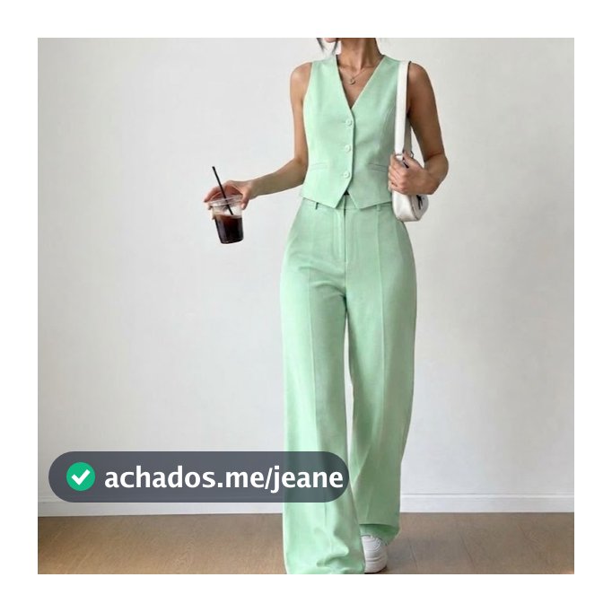 Conjunto Feminino Alfaiataria Colete Com Botões E Calça Social Cintura Alta Look Office Elegante