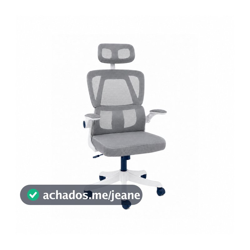 Cadeira Presidente Legacy Ergonômica Tela Mesh Apoio de Cabeça Ajustável Sistema Relax Suporta até 120kg Cinza