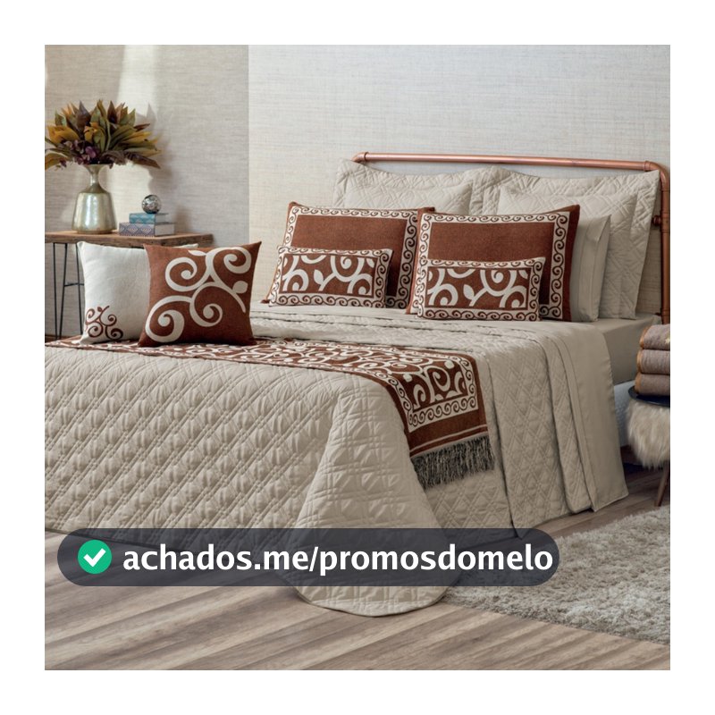 Kit 10 Peças Colcha Casal  King Cobre Leito Turin 180 Fios Completo
