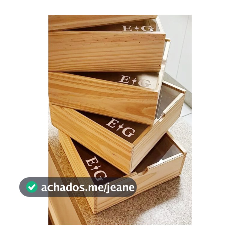 KIT 10un - Caixa Estojo PERSONALIZADA em pinus com tampa transparente convite casamento batizado padrinhos Alabama