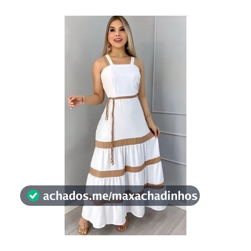 Vestido Longo Liso  Feminina Bicolor com forrto Casual Tecido Duna H-11