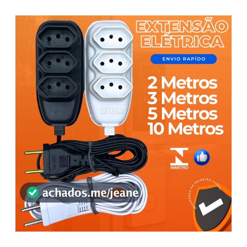 Extensão elétrica 2 Metros Extensão de Energia 3 Tomadas com 3 metros 5 metros 10 metros