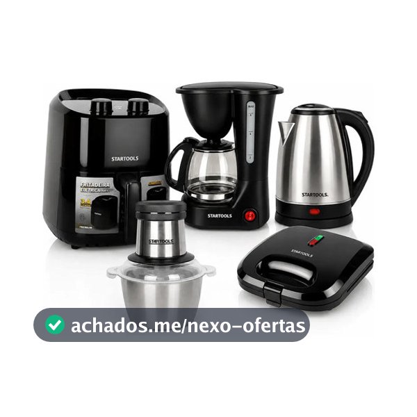 Kit Cozinha 5 Em 1 - Kit Presente - Air Fryer+Cafeteira + Chaleira+Sanduicheira + Processador (110v)
