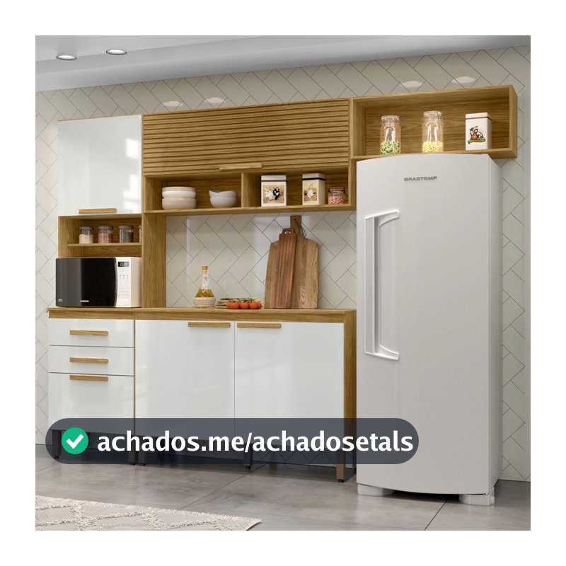 Cozinha Compacta Sara 5 Portas 2 Gavetas Marrocos/Off White - MX Móveis