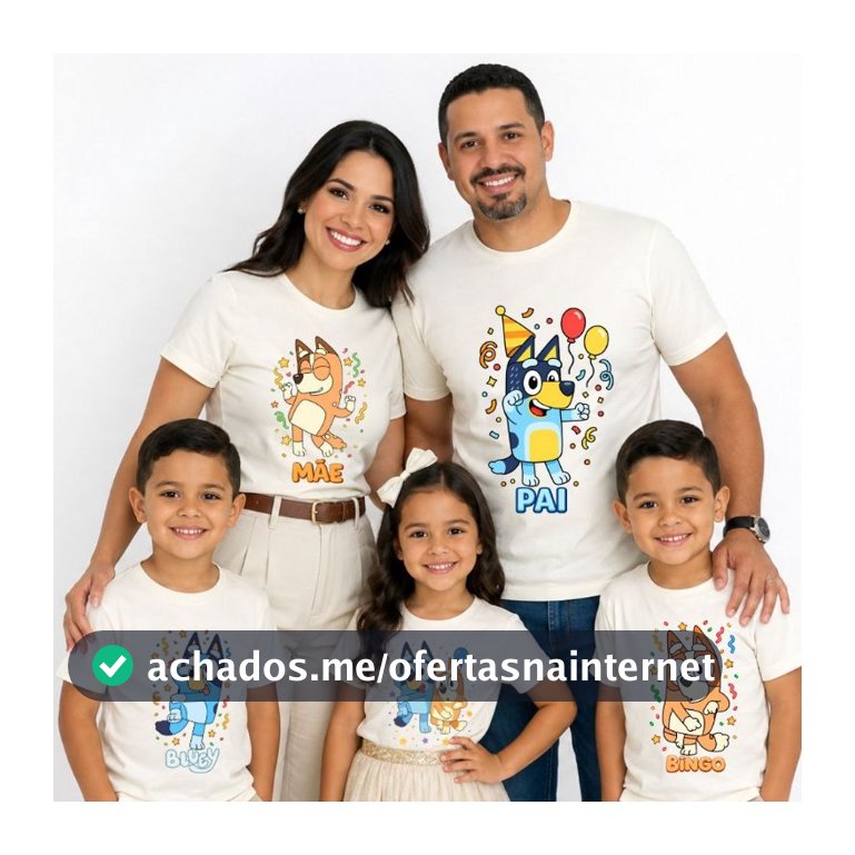 Camiseta Infantil Família Cachorrinho Blue Aniversário Blusa Desenho Promoção Monte Seu Kit