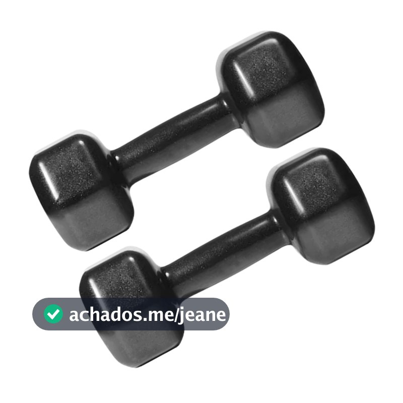 Kit 2 Halteres Sextavado Emborrachado Academia Fitness 1kg Cada Halter