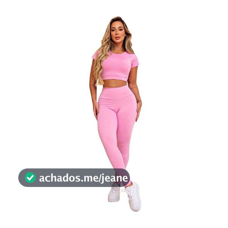 Conjunto Top Cropped Fitness Suplex Calça LeggingCintura Alta Academia Feminino Suplex Confortável