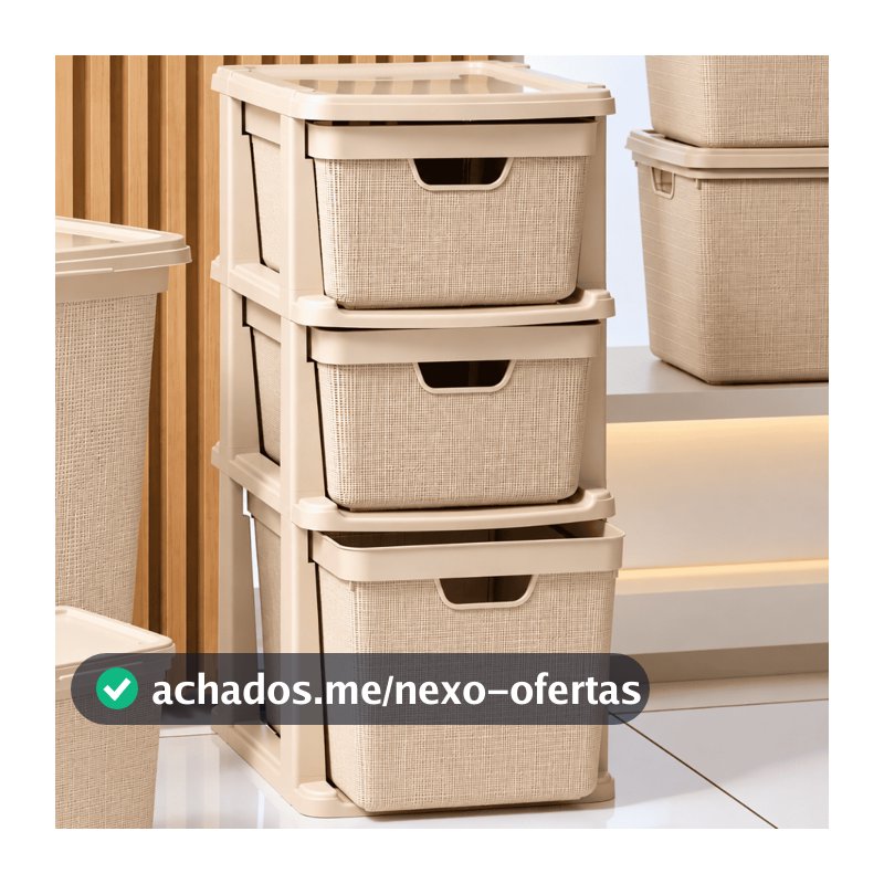 Gaveteiro Organizador De Chão 15 L 22 L Bege Multiuso Plástico 3 Gavetas Modulares Banheiro Quarto