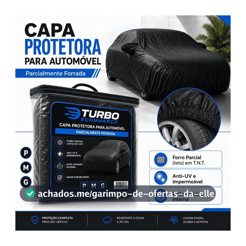 Capa Cobrir Carro Grossa Forrada 100% Impermeável Proteção Sol Chuva Granizo