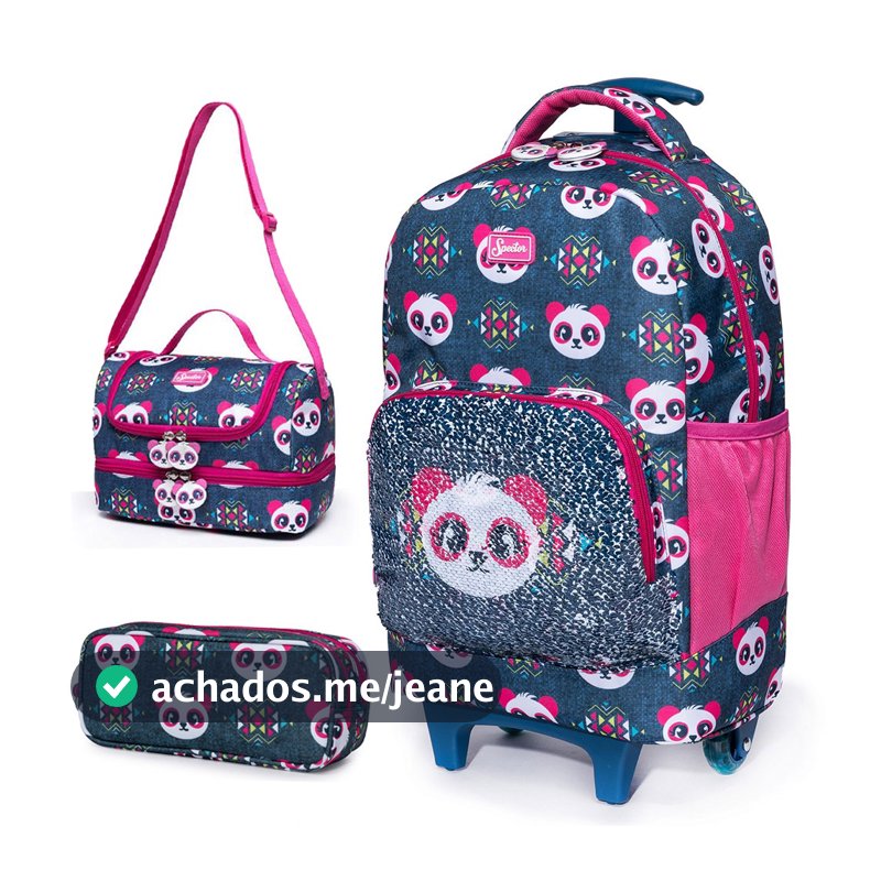 Kit Mochila Spector Infantil Escolar Rodinhas Estojo Espaçoso Lancheira Resistente Dinossauro 12,5L