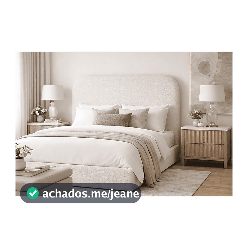 Cabeceira Queen Bouclé Creme 160x120cm Estofada para Cama Box Painel Luxo