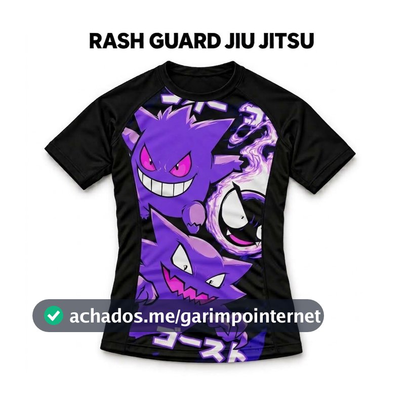 Camiseta Rashguard Térmica de compressão Jiu Jitsu Pokemons Anime Manga Curta No-Gi MMA Grappling