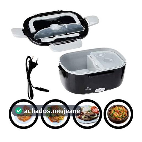 Marmita Elétrica Portátil 12V/24V e 110V/220V com 2 Cabos – Ideal para Viagens e Trabalho