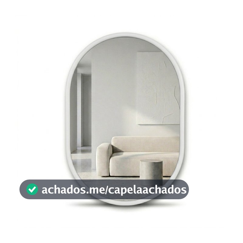 Espelho Para Banheiro Penteadeira Suspensa Couro 64x44cm Pilula Banheiro Sala Quarto Hall