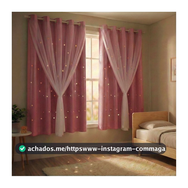 Cortina Blackout Corta Luz PVC Estrelas Com Voil Infantil Várias Cores 2,80 X 1,60  Para Quarto Sala