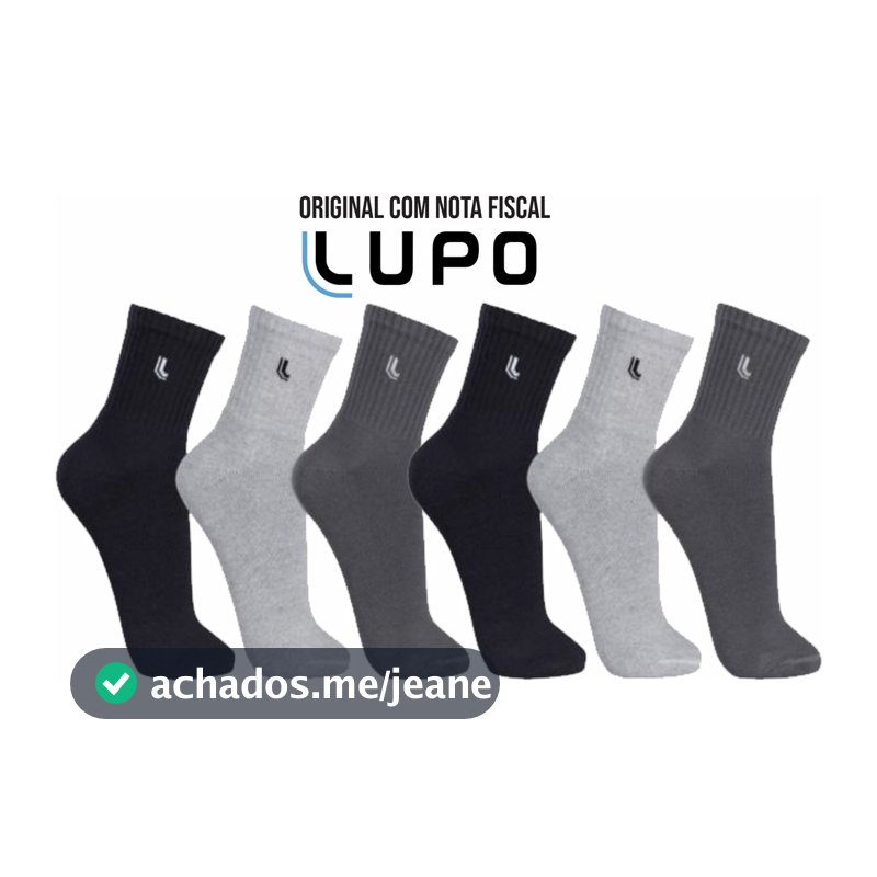 Kit 6 Pares Meias Lupo Cano Medio algodão unissex