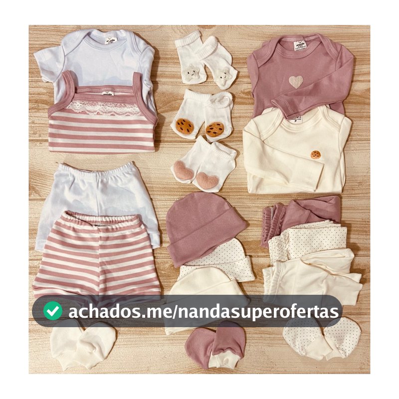 Kit Capsula Enxoval 18 Peças Roupa De Bebê pronto para Maternidade  Minimalista Boho Rosê Coração