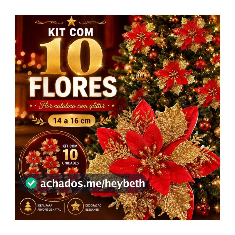 Flores De Natal Premium  Arvore Artificial Decoração Enfeites Para Arvore de Natal Brilhante Luxo Pick Up