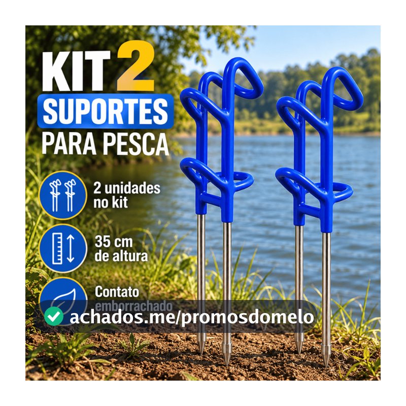 Kit 2 Suportes Para Vara de Pesca Emborrachados 35cm Super Reforçados Piratamba Tambapira Para Pesqueiro