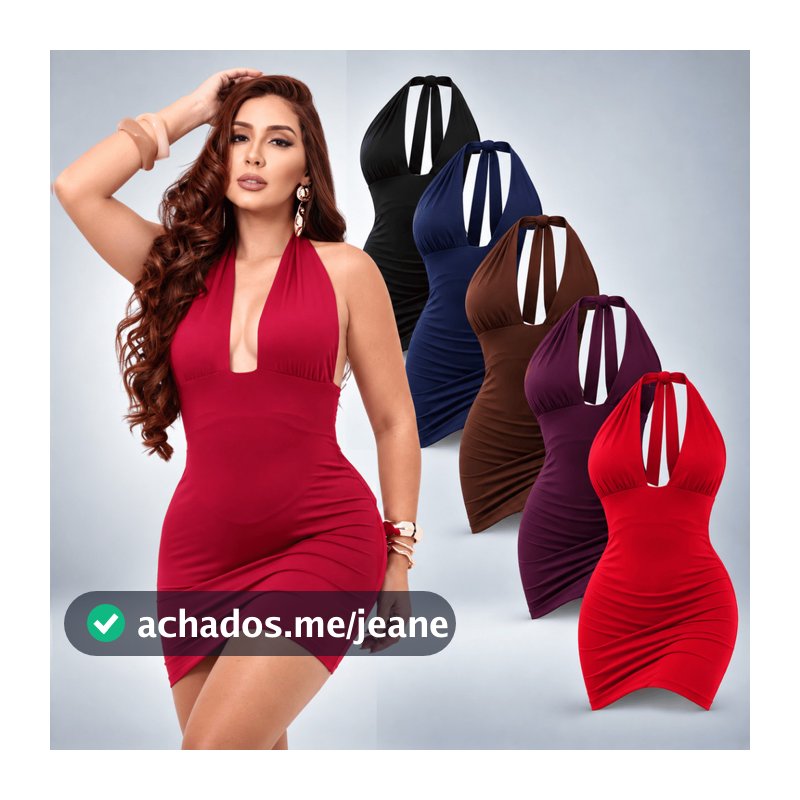 Vestido Mini Feminino Amarração Tubinho Frente Única Decote V Profundo Elegante Malha Fria