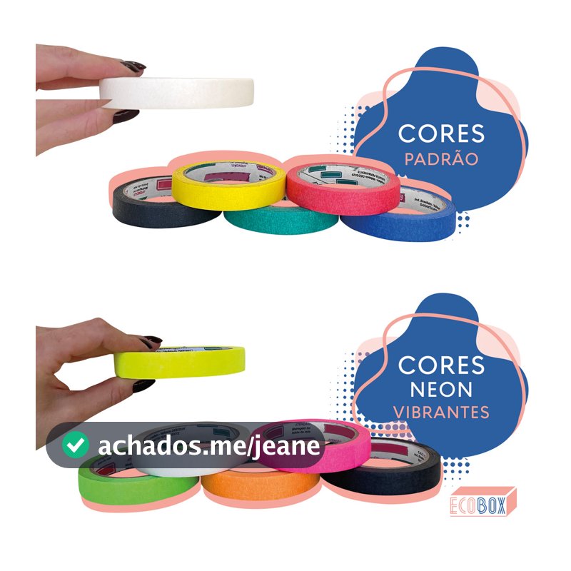 Kit 6 Rolos Fita Crepe Colorida 18mm x 30mts Para Artesanato Escolar Escritório Decoração Festas Marcação Embrulho