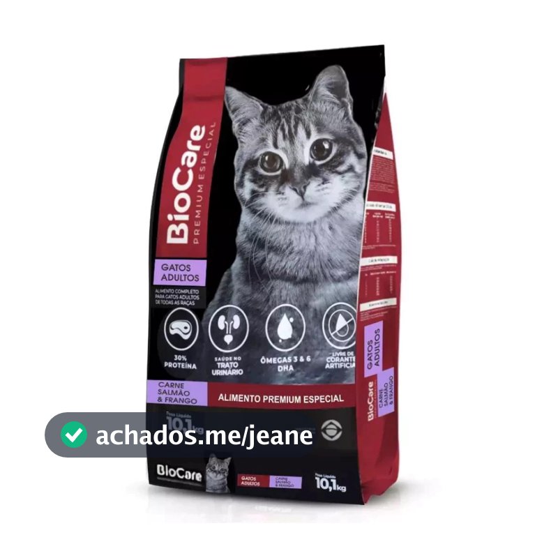 Ração Gatos Adultos Biocare Selection Salmão, Carne e Frango 10,1kg