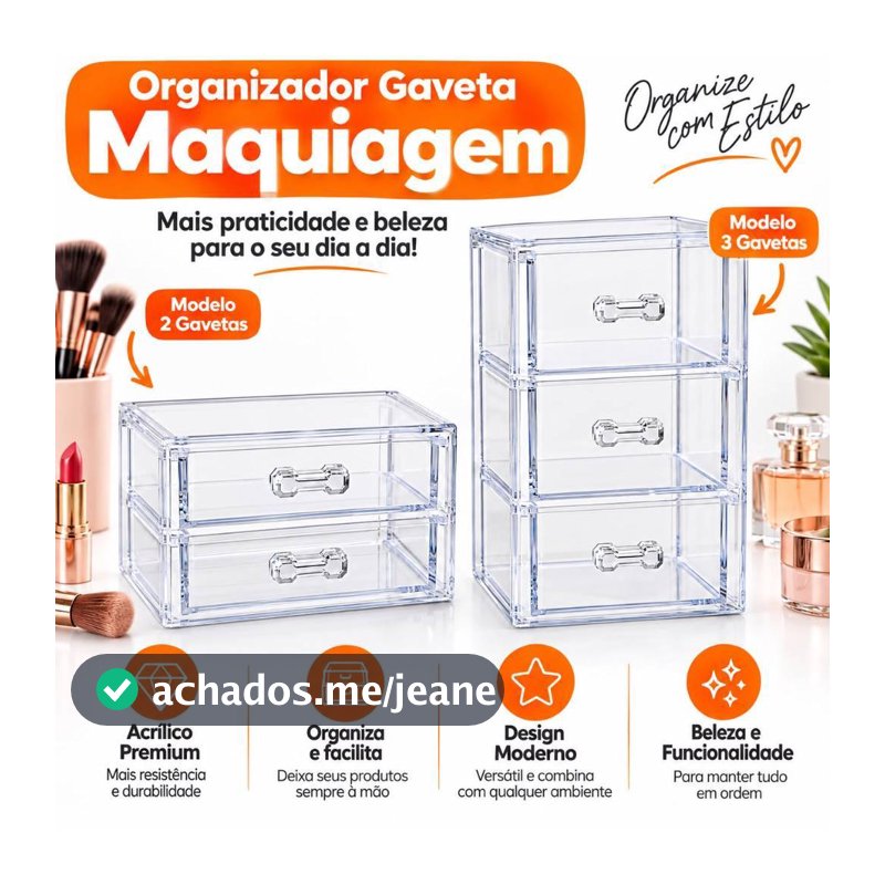 Organizador Caixa Gavetas Maquiagem Joias Multiuso Acrilico Premium Luxo Cosméticos