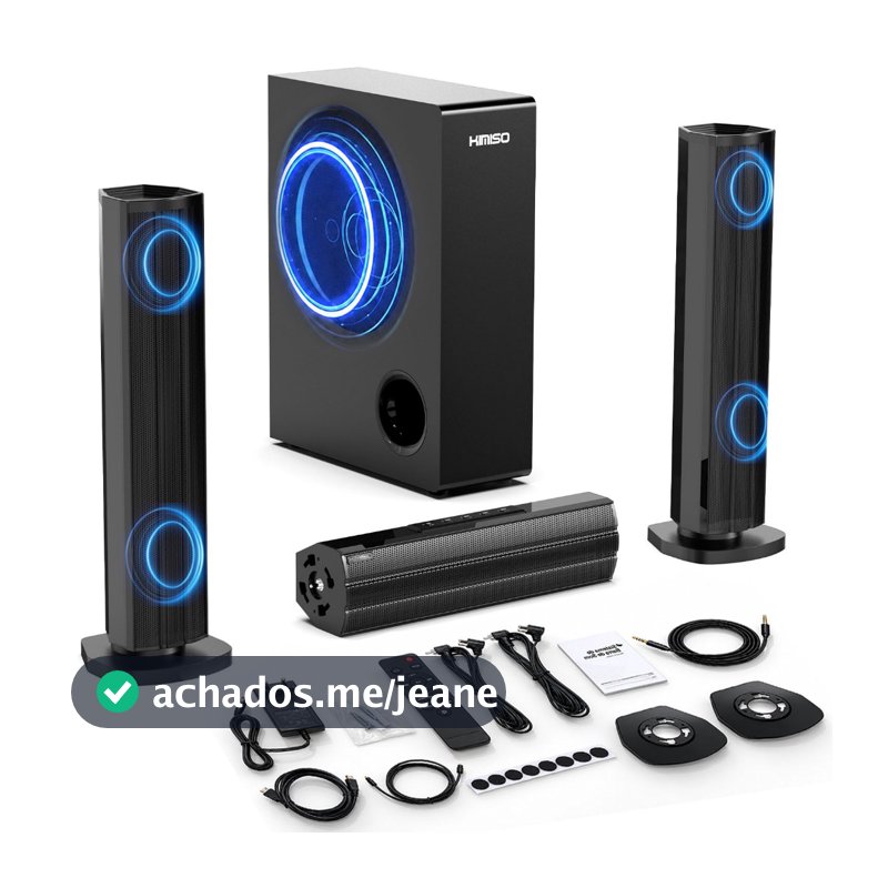HIMISO Barra de Som Home Theater 2.1 400W Subwoofer Sem Fio HDMI ARC Bluetooth 5.3 para TV