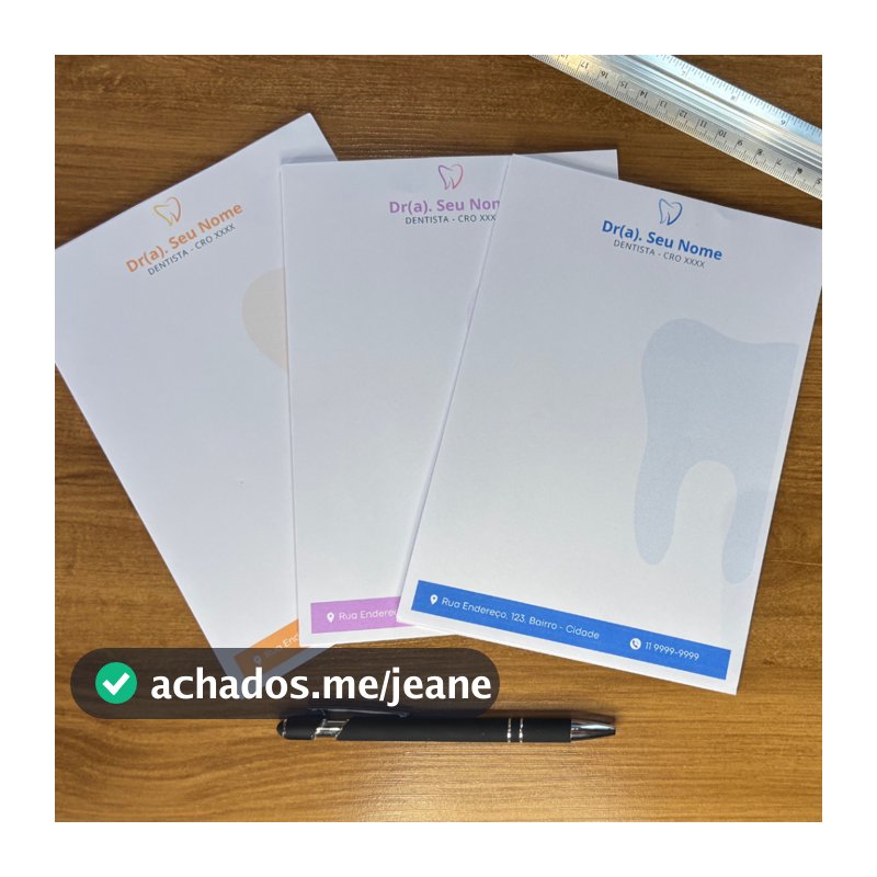 Bloco de Receituário Odontológico Personalizado A5 | 50 Folhas | Receita Dentistas / Odontologistas