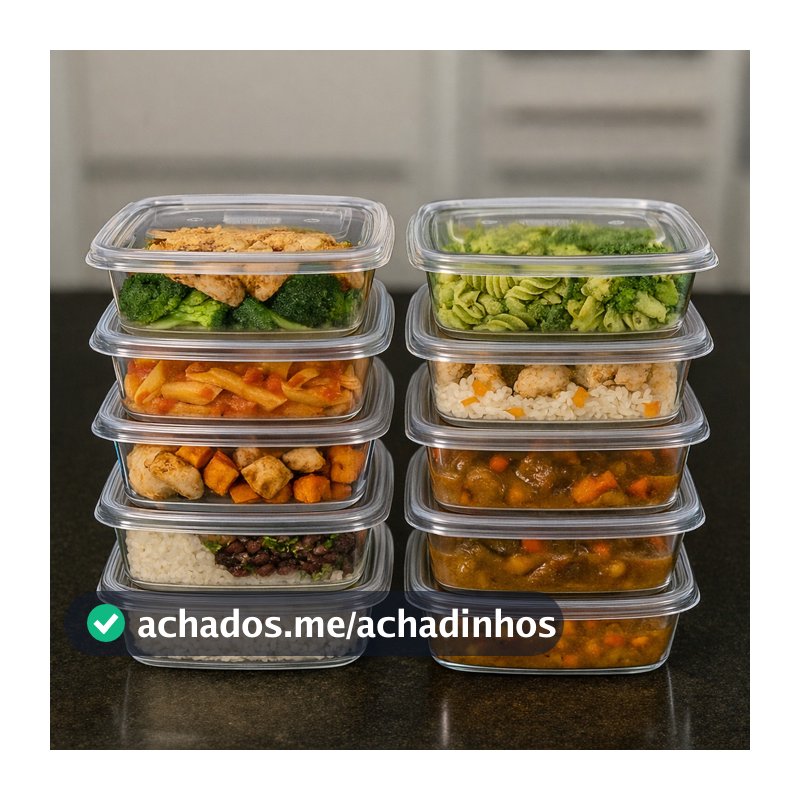 Kit 10 Potes Vasilhas 1000ml 1kg Transparente BPA FREE - GLMIX organizador alimento jogo de marmitas