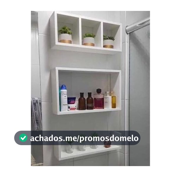 Kit Nichos 3 Unidades Decorativo Organizadores De Banheiro Prateleira Suspensa Mdf Cru e Branco novo