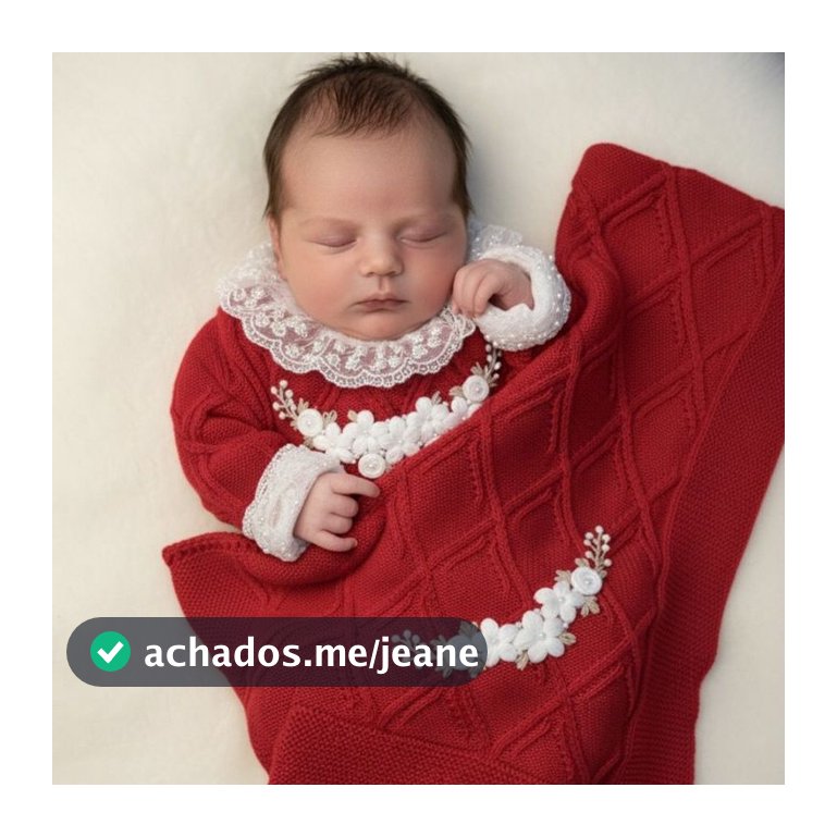 Saída De Maternidade Para Menina 2 Peças Em Tricot Com Bordado Manual Luxo - RN
