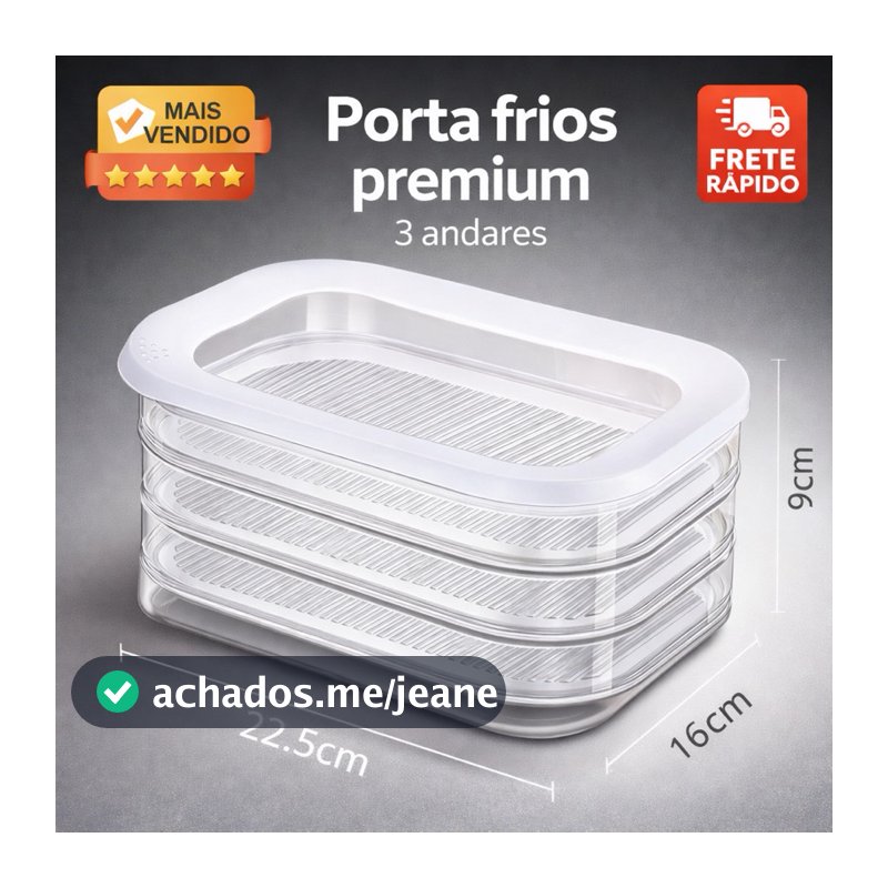 Porta Frios 3 Andares Hermético Empilhável – Caixa Organizadora com Tampa Vedada para Conserva