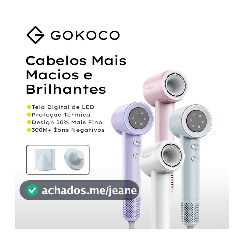 GOKOCO Secador de Cabelo de Alta Velocidade Secador de Cabelo Profissional 1500W Alta Velocida de 2Minutos Secagem Rápid