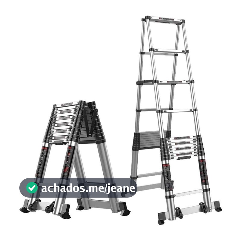 Escada Telescópica Multifuncional 5 Metros Alumínio Portatil Leve Extensiva Dobravel