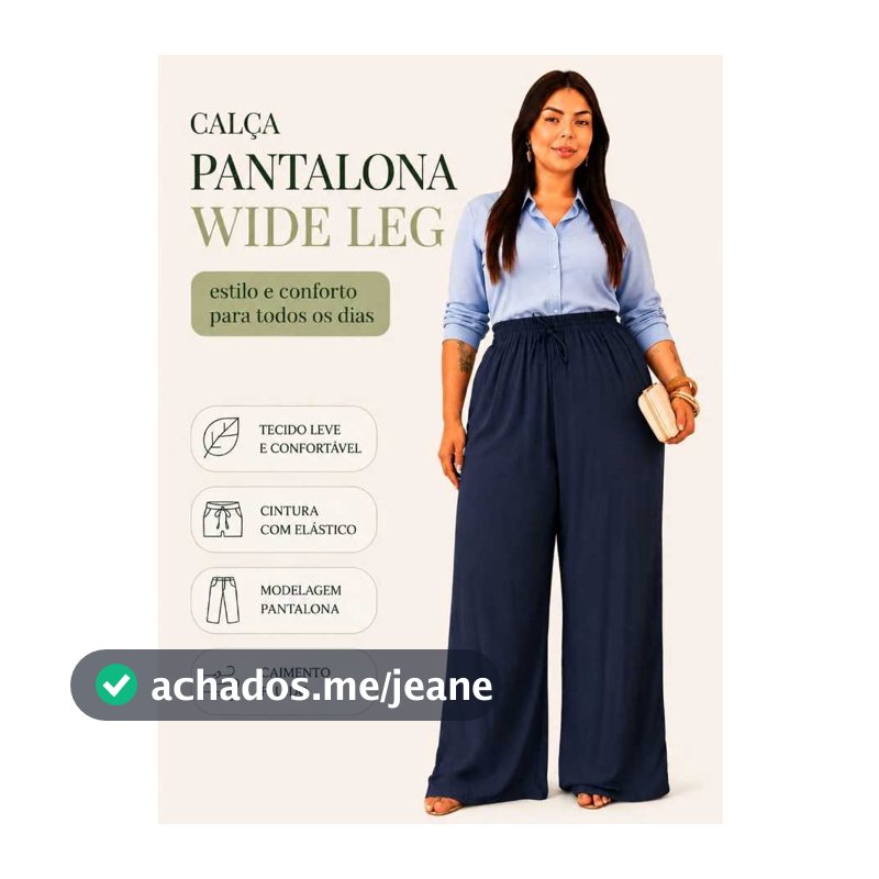 Calça Pantalona Plus Size Feminina Viscolinho Forrada Cintura Alta com Bolsos  Funcionais