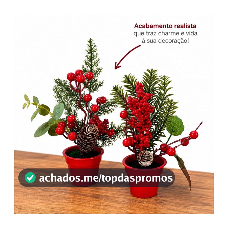 Mini Arranjo Natalino Pinheiro Vaso Decorativo De Mesa Natal