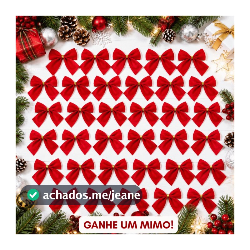 Kit 12 24 Laços Vermelhos Natalinos 5 cm Enfeite Árvore de Natal Laço Decoração Presente Veludo Premium