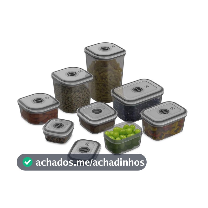 Potes Herméticos Electrolux de Plástico Cinza Escuro Retangular com 8 Unidades