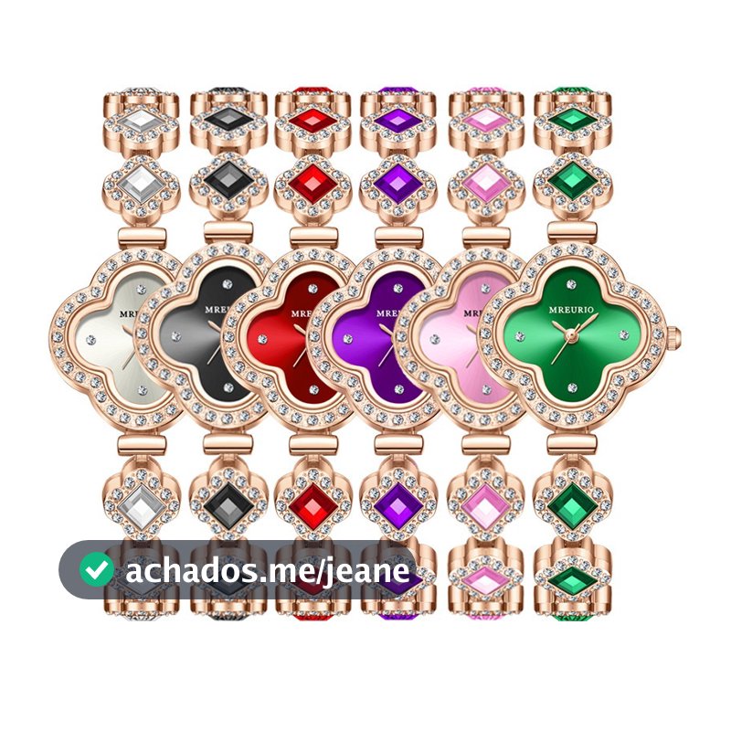 Liga trevo de quatro folhas senhoras relógio de quartzo moda pulseira decorativa esmeralda senhoras relógio