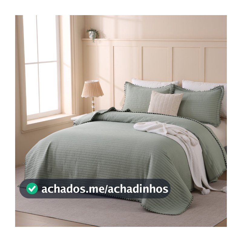 Kit Colcha Cobre Leito Pompeia 3 peças Dupla Face 300 Fios Elegante Tamanhos Variados