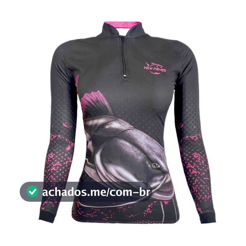 NF28F - Camisa Camiseta Blusa de Pesca Feminina New Fisher Pirarara - com proteção UV