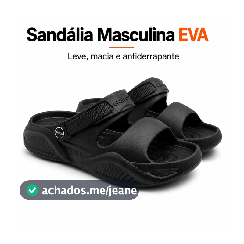 Sandália Masculina EVA com Tira Ajustável Frontal Leve  Macia e Antiderrapante  Chinelo Confortável para Dia a Dia Prai