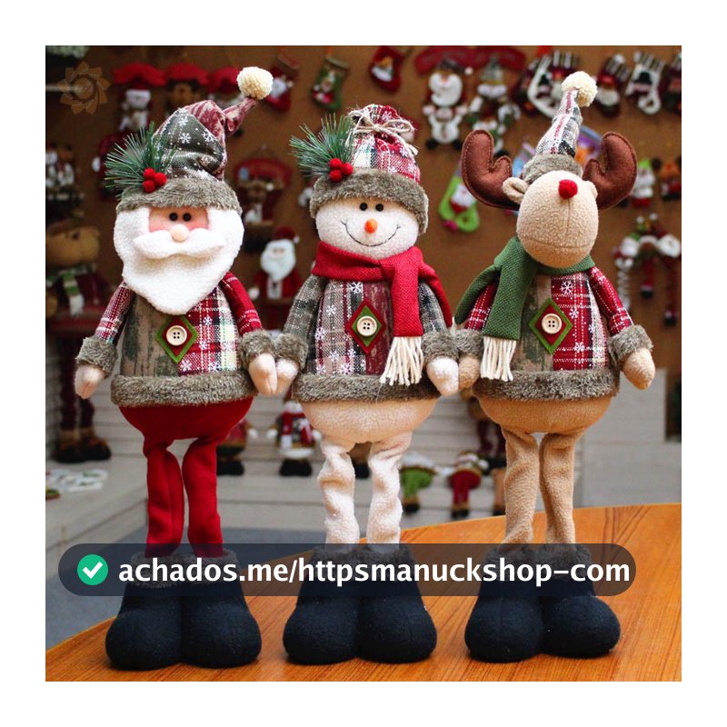 3pcs Bonecos Grandes Natal Ano Novo Papai Noel Boneco De Neve Rena Decoração Janela Casa