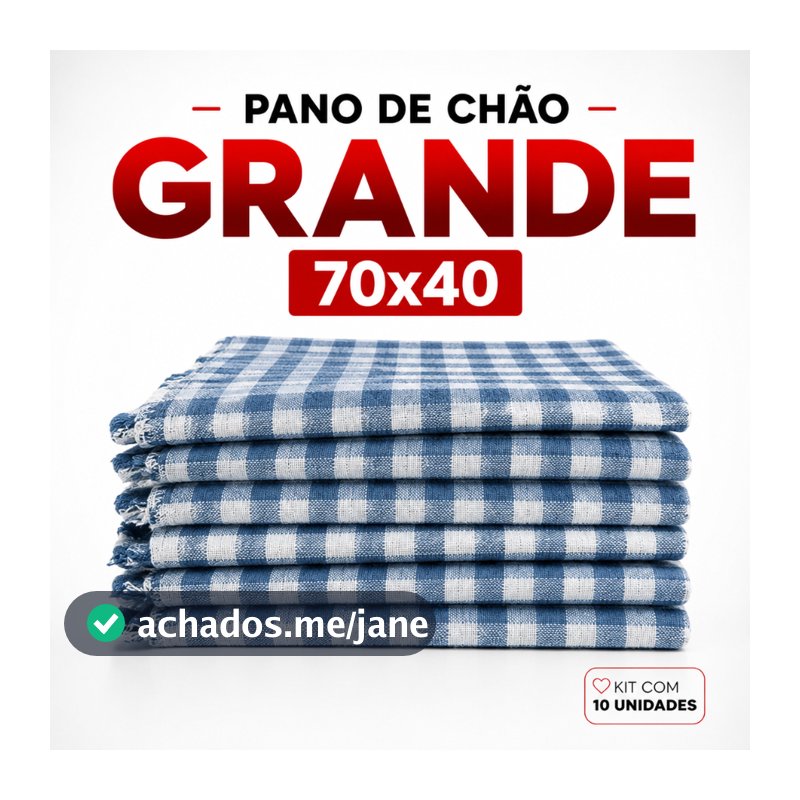 Kit 10 Pano de Chão Xadrez Grande 70X40cm