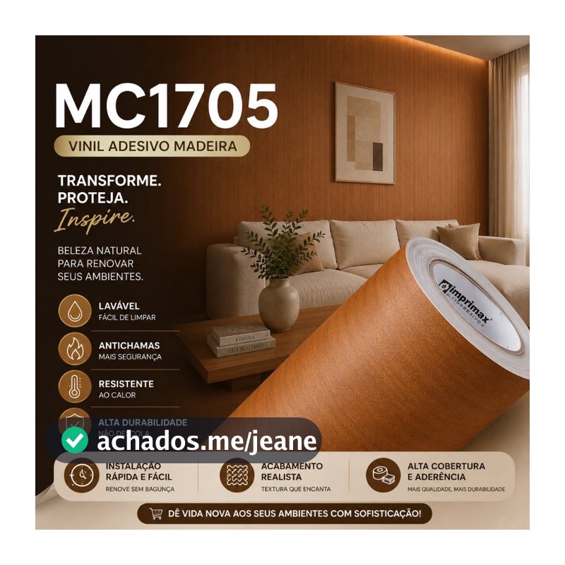 Adesivo Lavável Para Banheiro, Moveis, Pia, Paredes Madeira Carvalho MC1705 - 60cm de largura