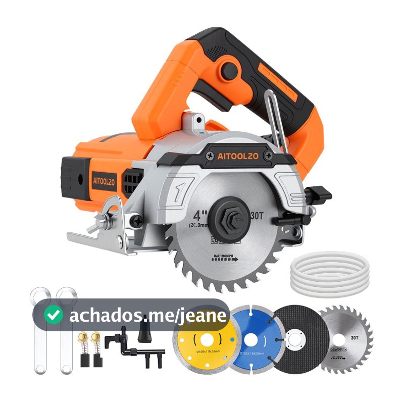 Cortador De Mármore Elétrico Profissional 1300W Para Cerâmica Com Corte 45 Potente e Precisa+ Lâminas AITOOLZO