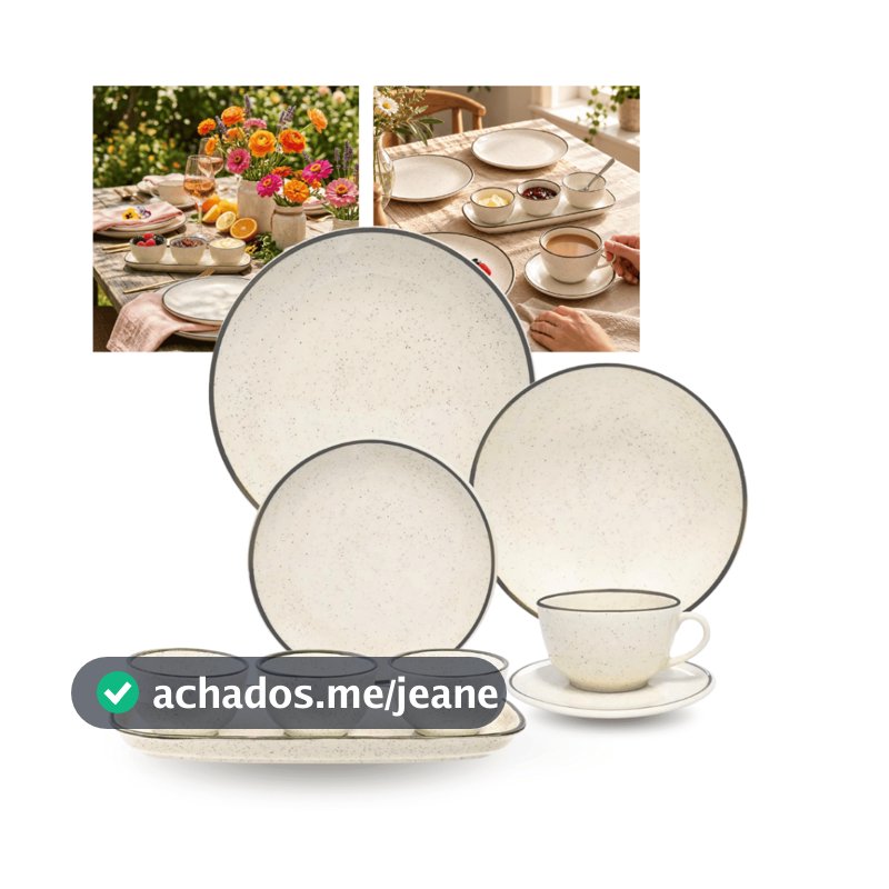 Aparelho Jogo de Jantar 24 Pçs Oxford Jogo de Pratos Xícaras Sobremesa Bowls Pestiqueira Unni Brisa